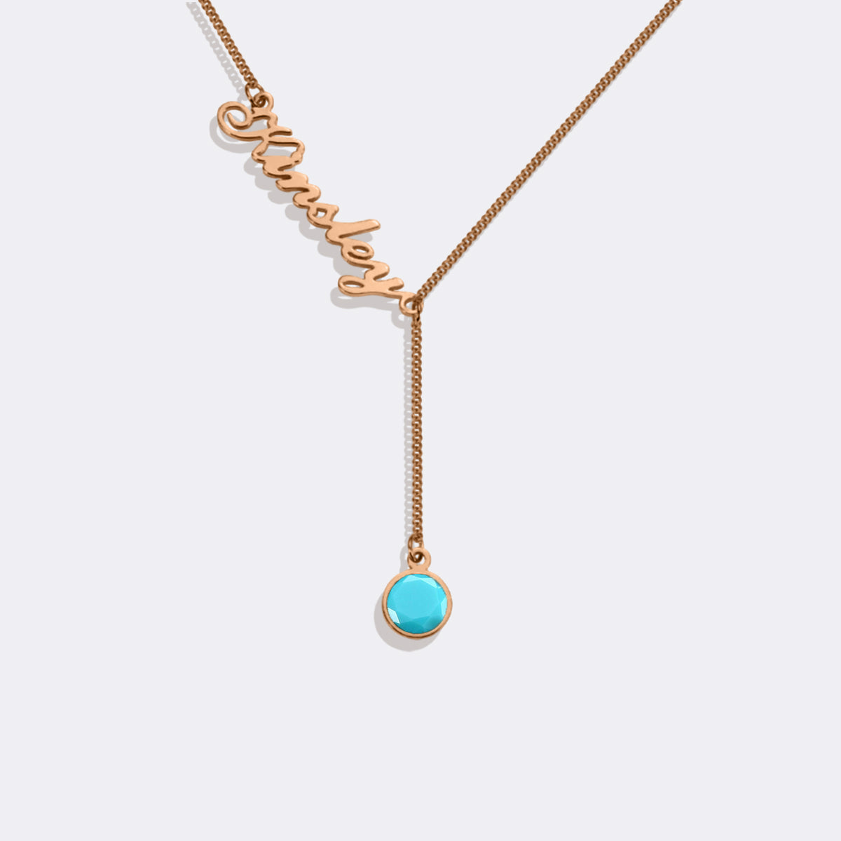 Collier Lariat avec pierre de naissance et nom
