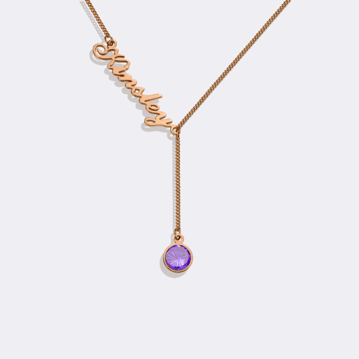 Collier Lariat avec pierre de naissance et nom