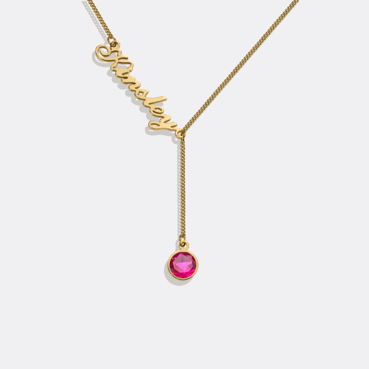 Collier Lariat avec pierre de naissance et nom