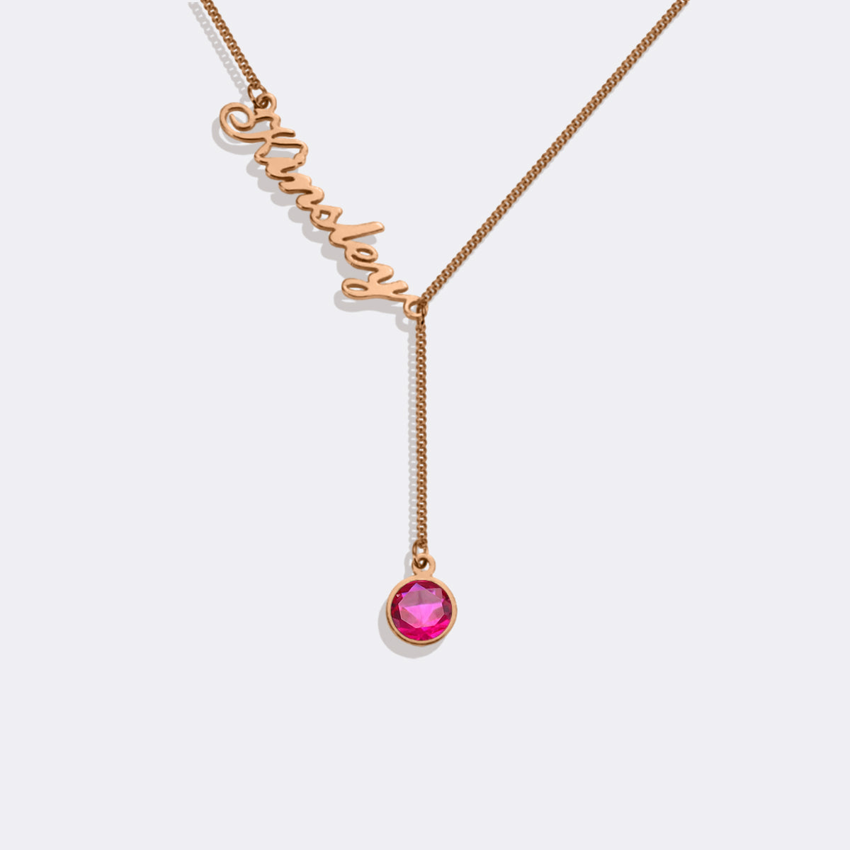 Collier Lariat avec pierre de naissance et nom