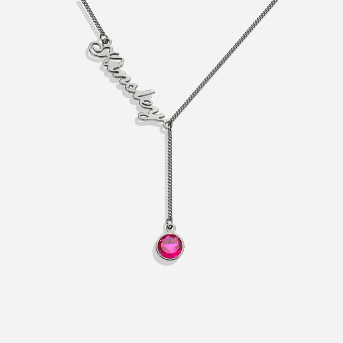 Collier Lariat avec pierre de naissance et nom
