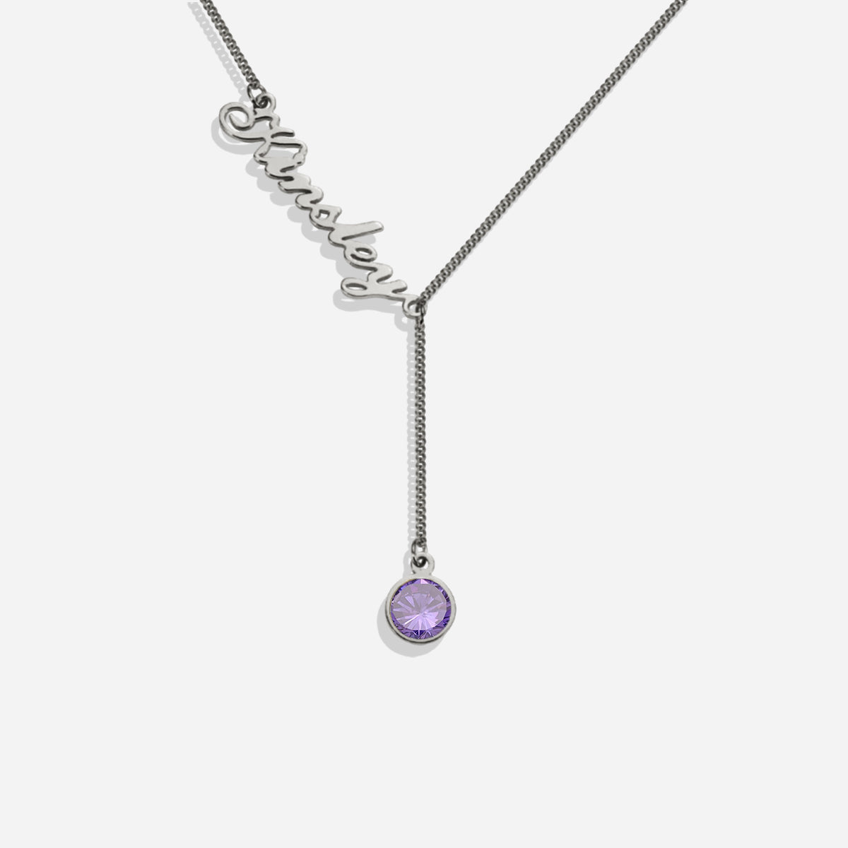 Collier Lariat avec pierre de naissance et nom