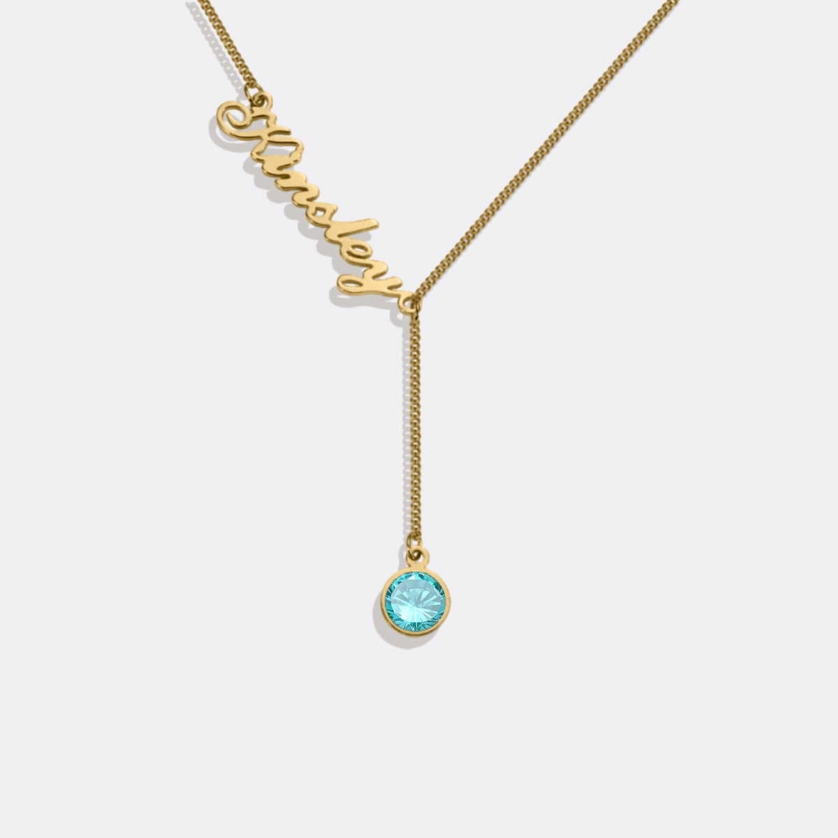 Collier Lariat avec pierre de naissance et nom