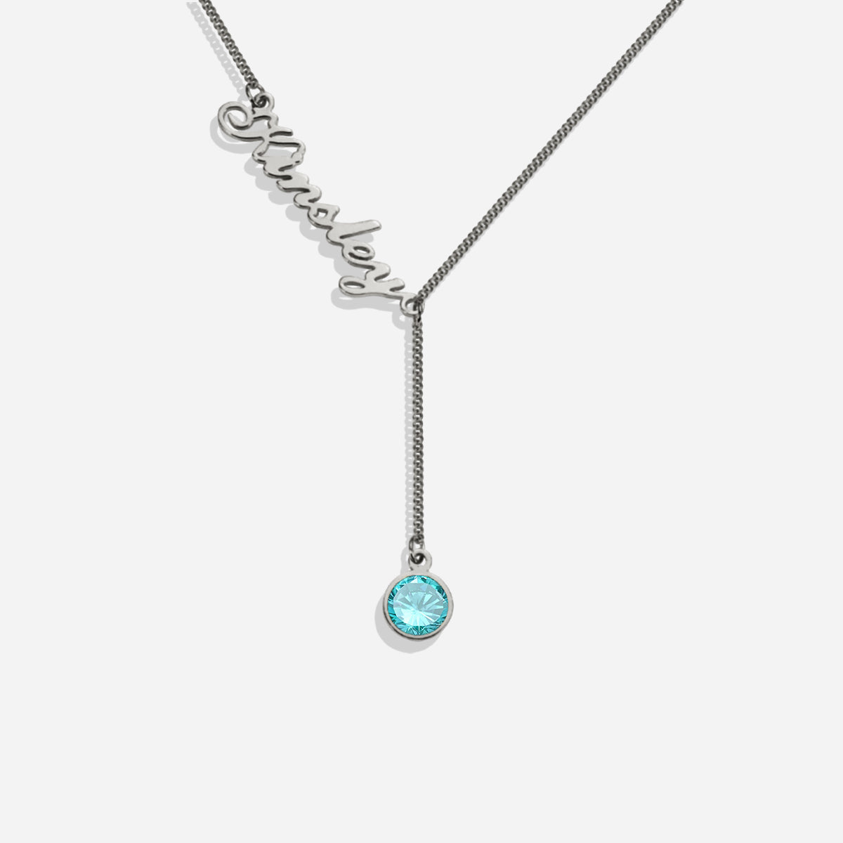 Collier Lariat avec pierre de naissance et nom