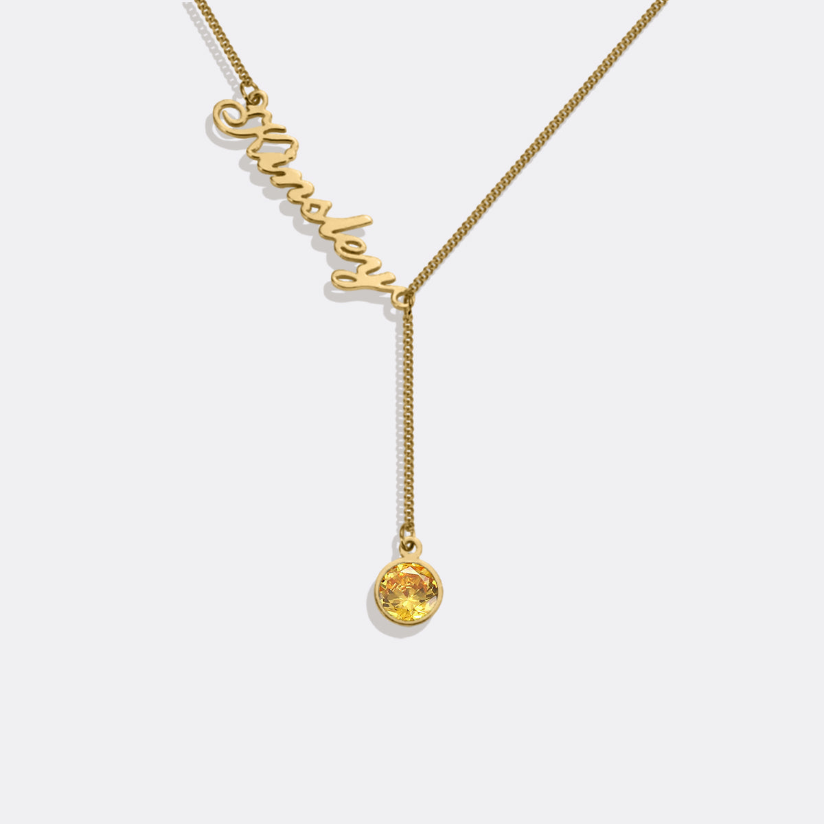 Collier Lariat avec pierre de naissance et nom