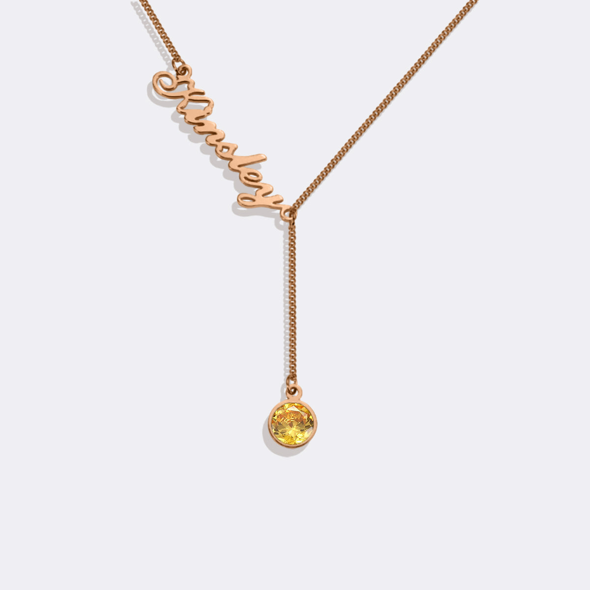 Collier Lariat avec pierre de naissance et nom