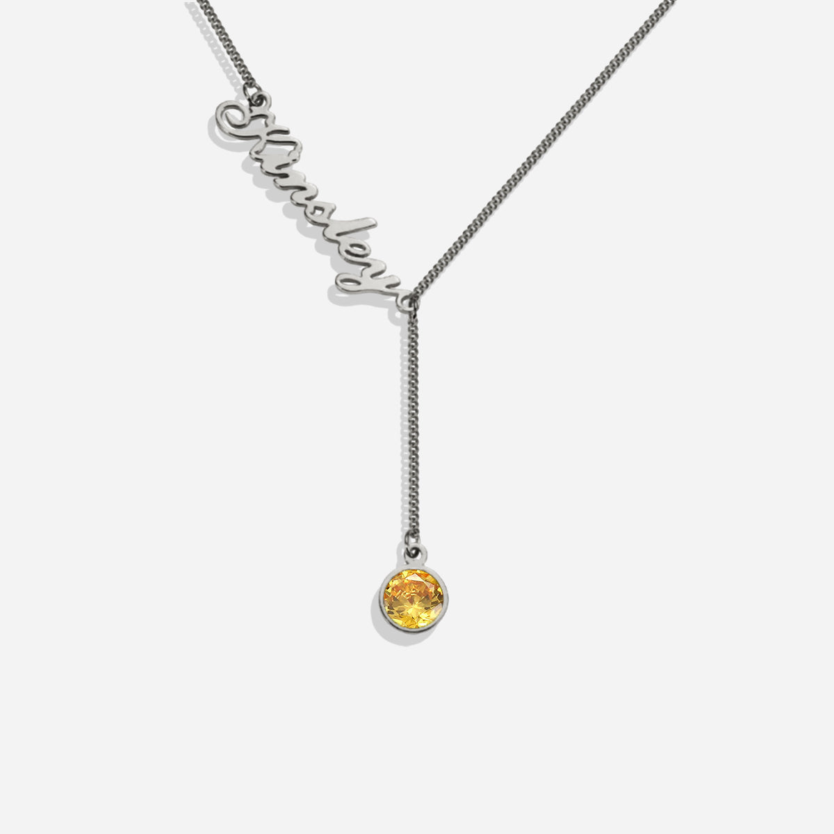 Collier Lariat avec pierre de naissance et nom