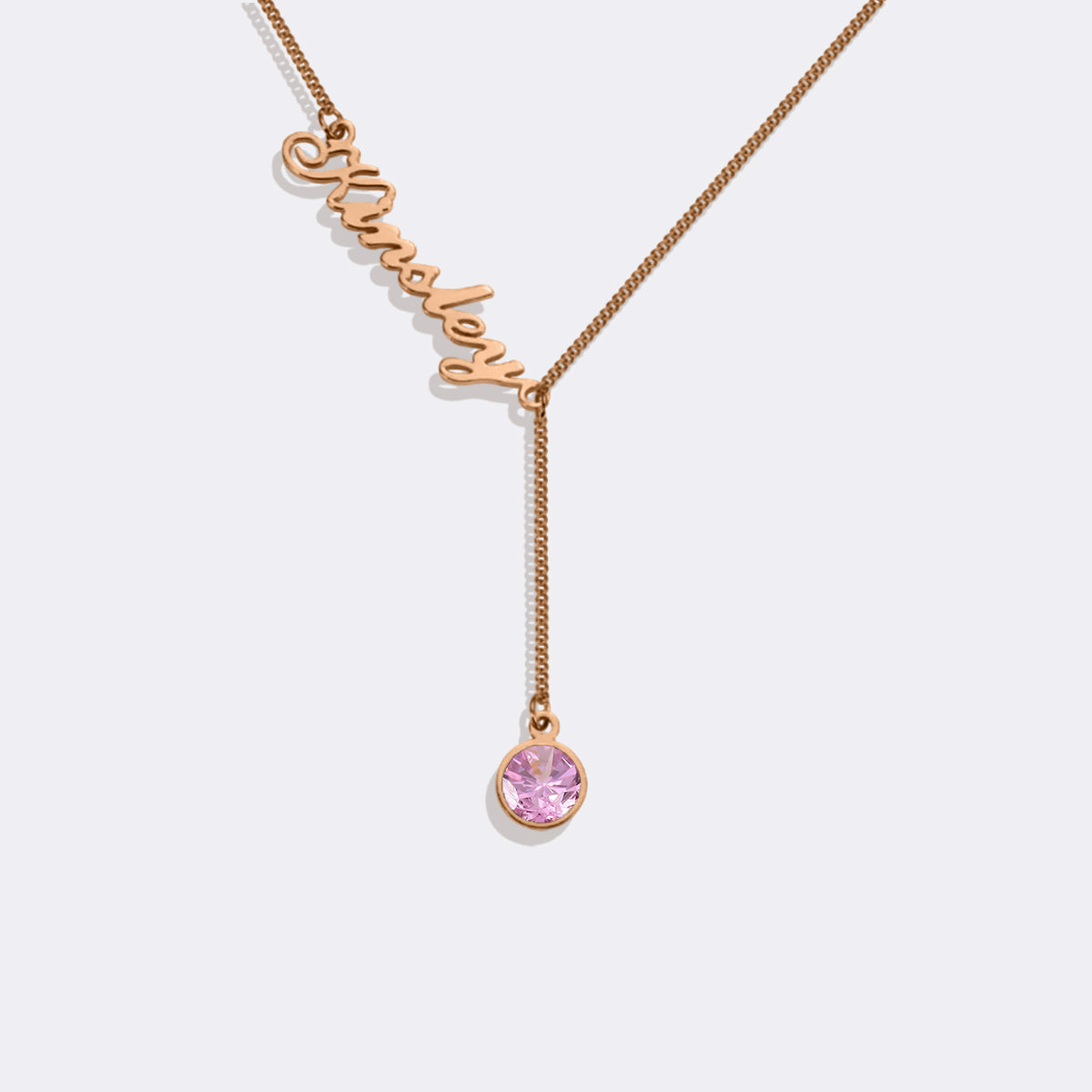 Collier Lariat avec pierre de naissance et nom