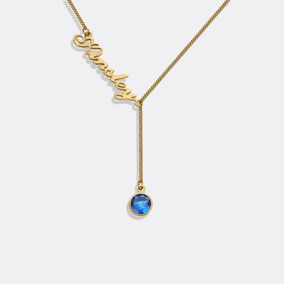 Collier Lariat avec pierre de naissance et nom