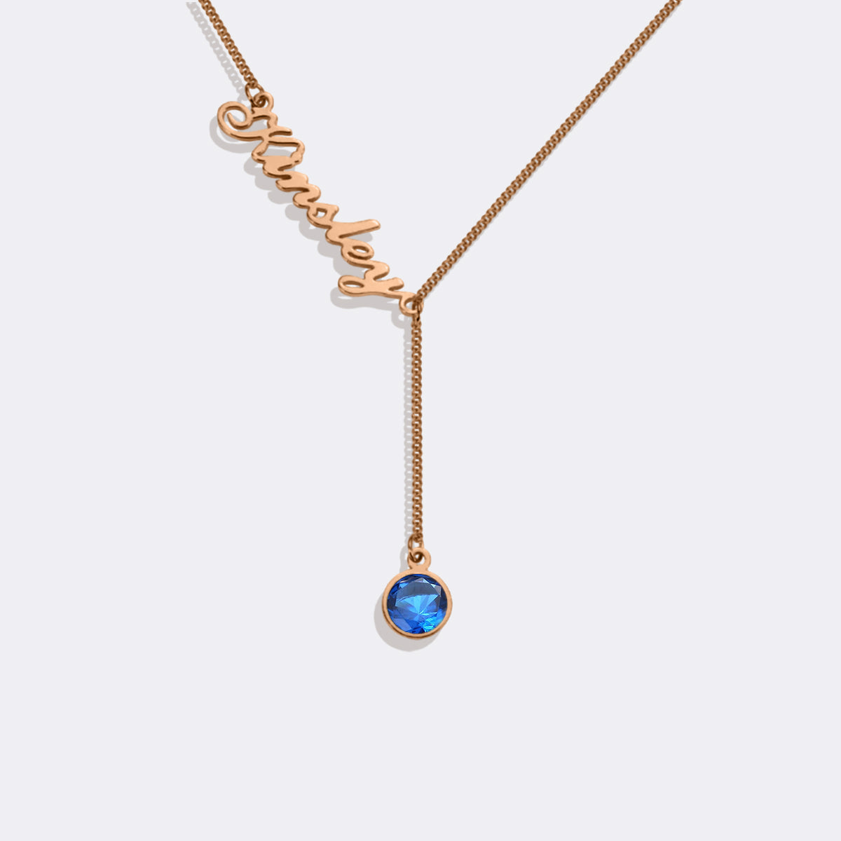 Collier Lariat avec pierre de naissance et nom