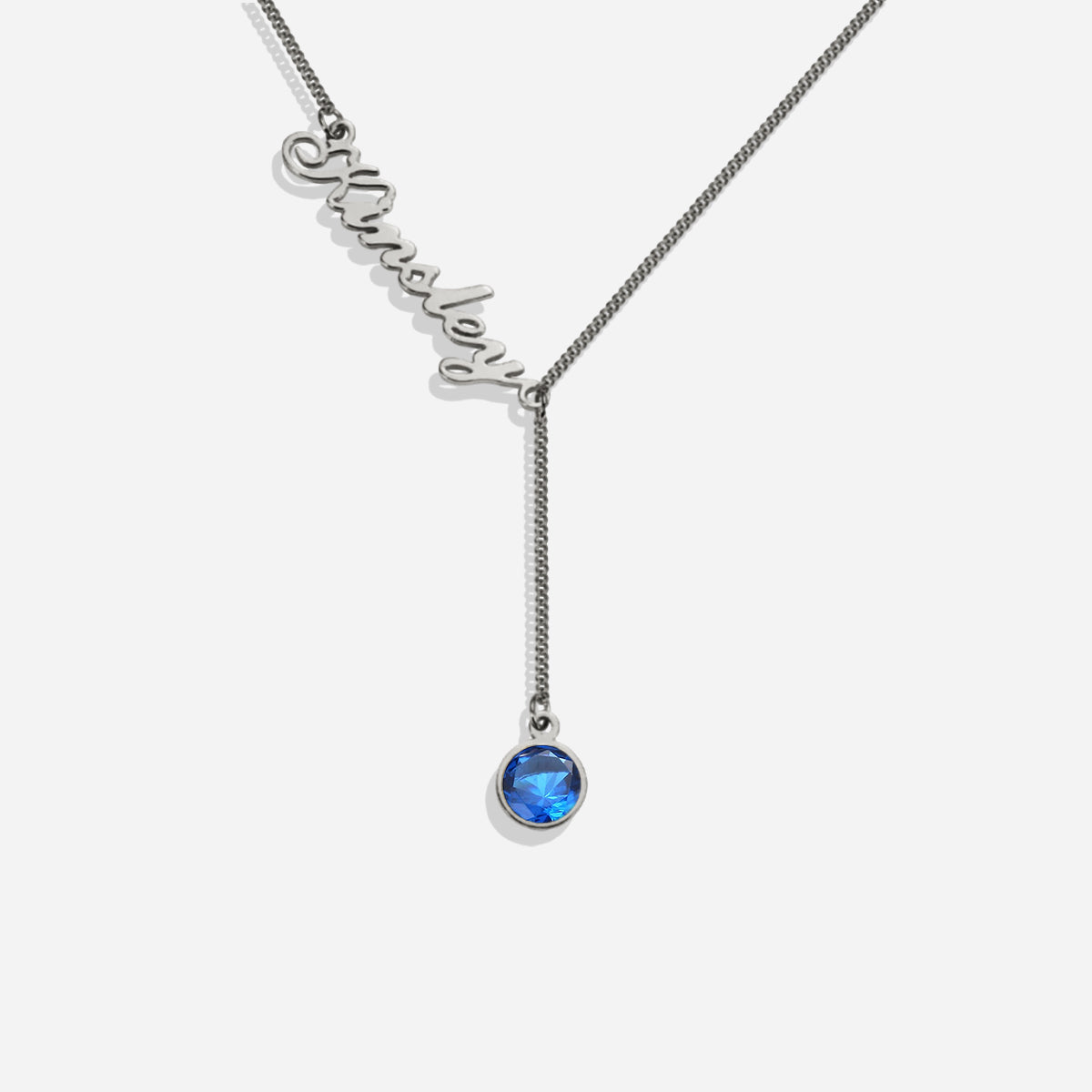 Collier Lariat avec pierre de naissance et nom