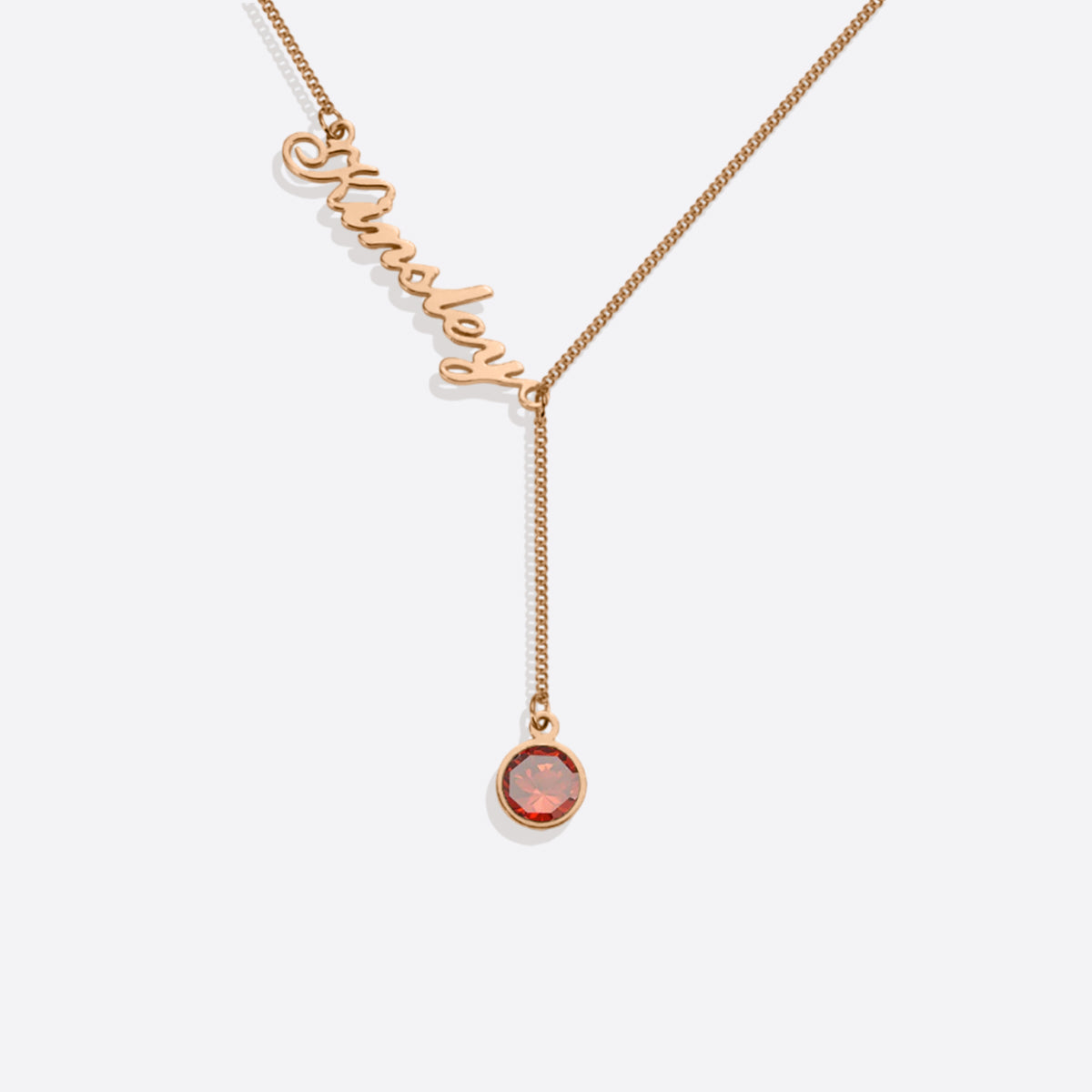 Collier Lariat avec pierre de naissance et nom