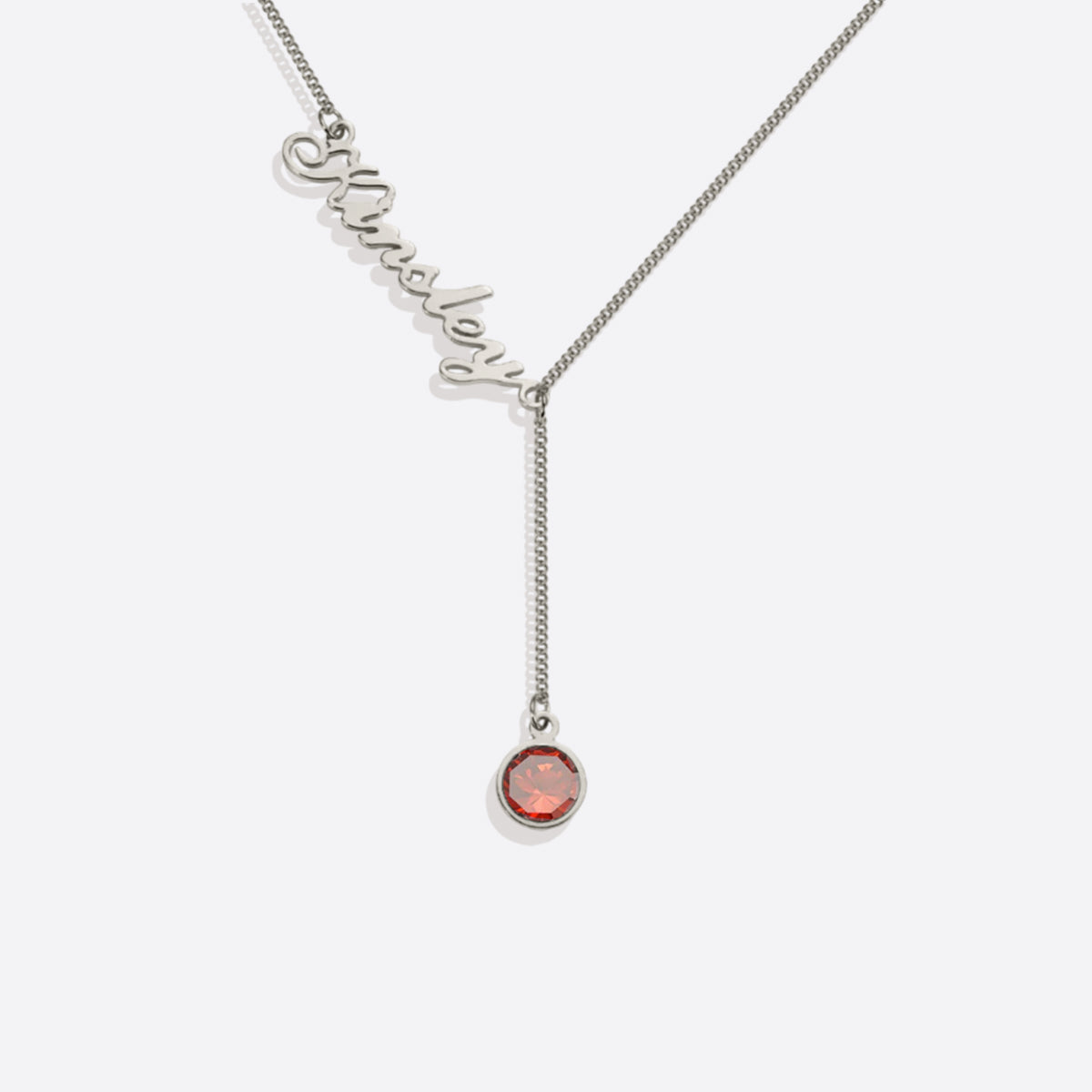 Collier Lariat avec pierre de naissance et nom