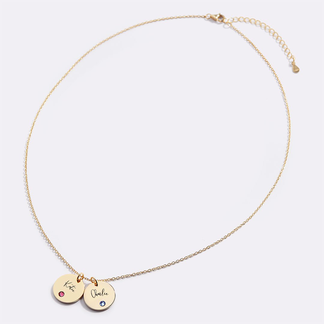 Birthstone Name Disc Necklace