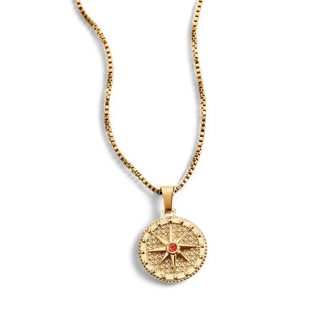Birthstone Compass Pendant Necklace