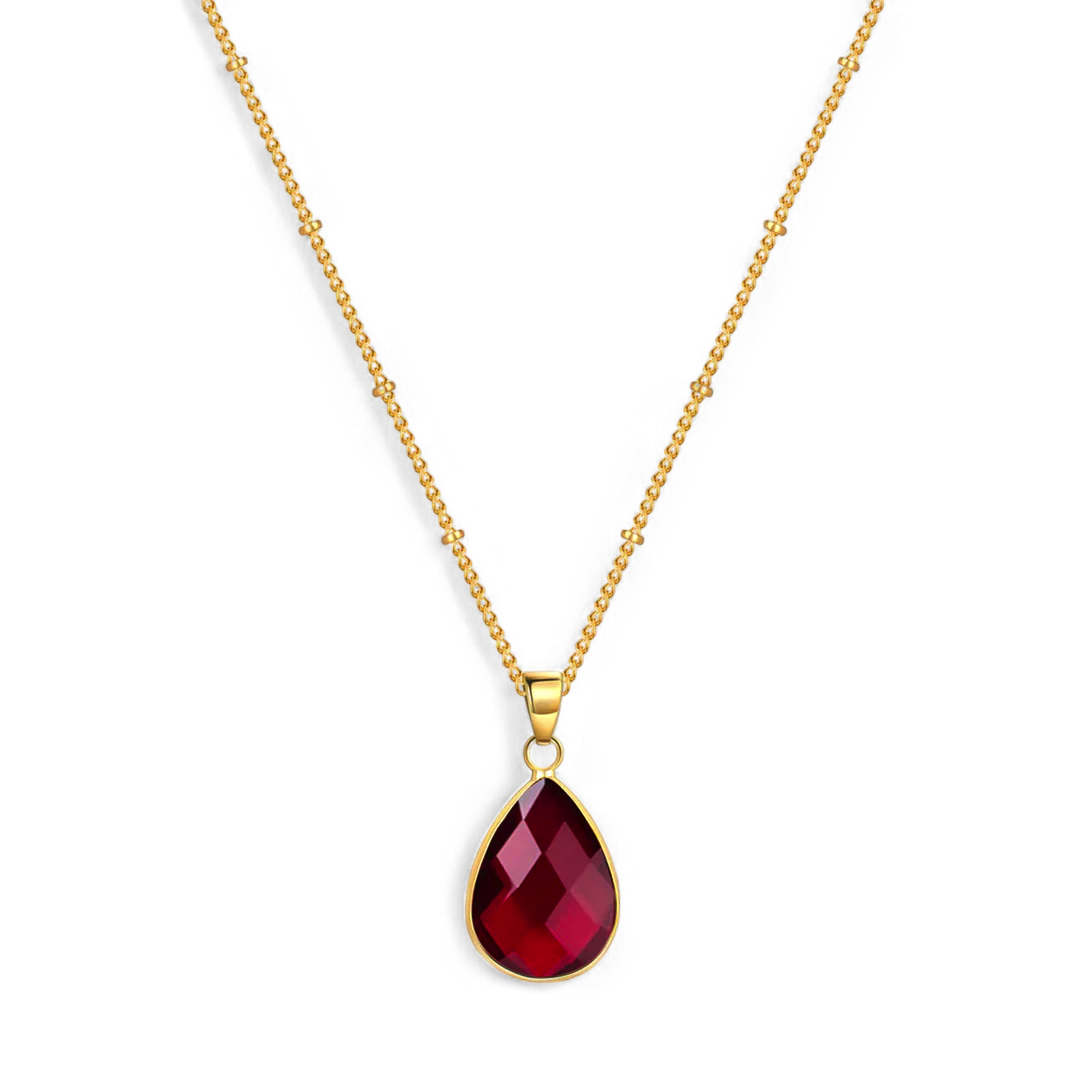 Collier avec pendentif goutte et pierre de naissance