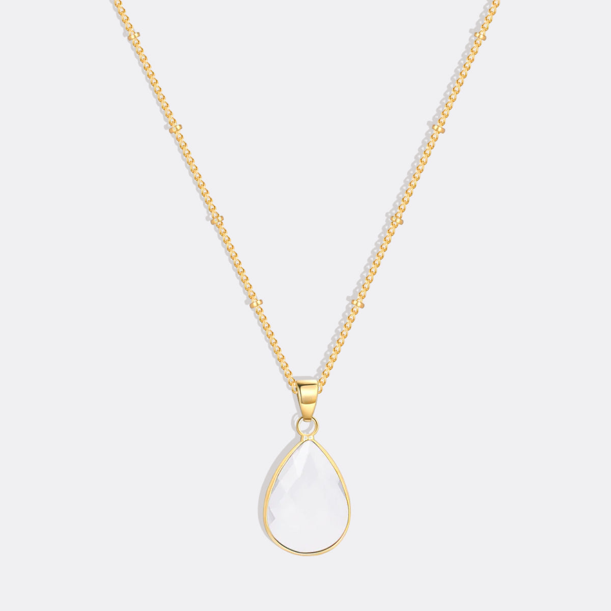 Collier avec pendentif goutte et pierre de naissance