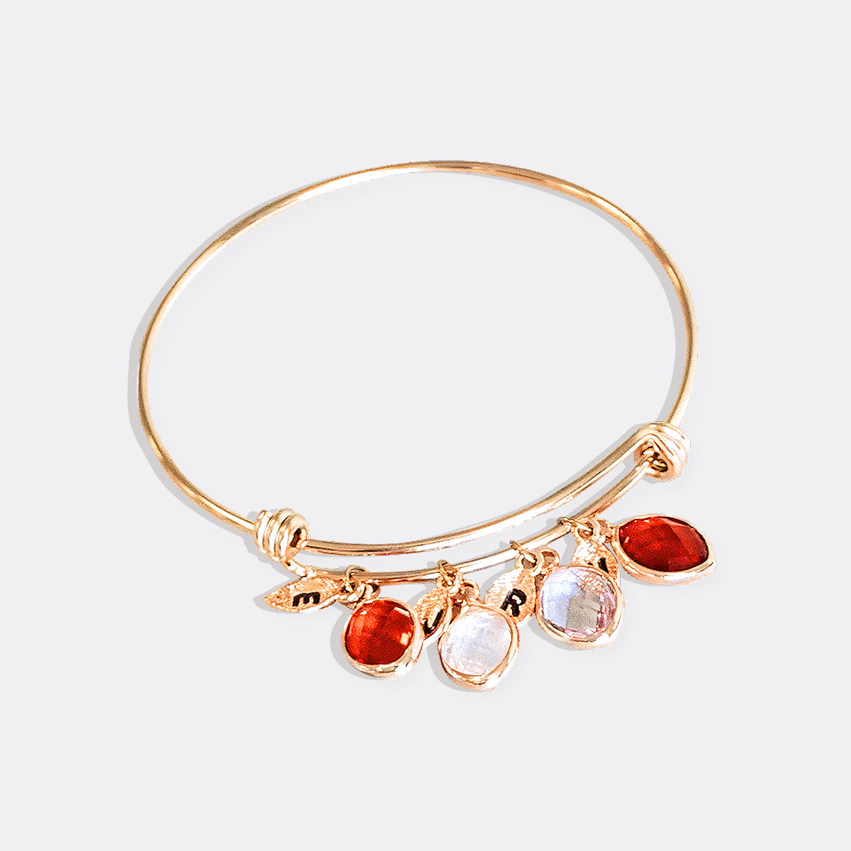 Bracelet à breloques familial avec pierre de naissance