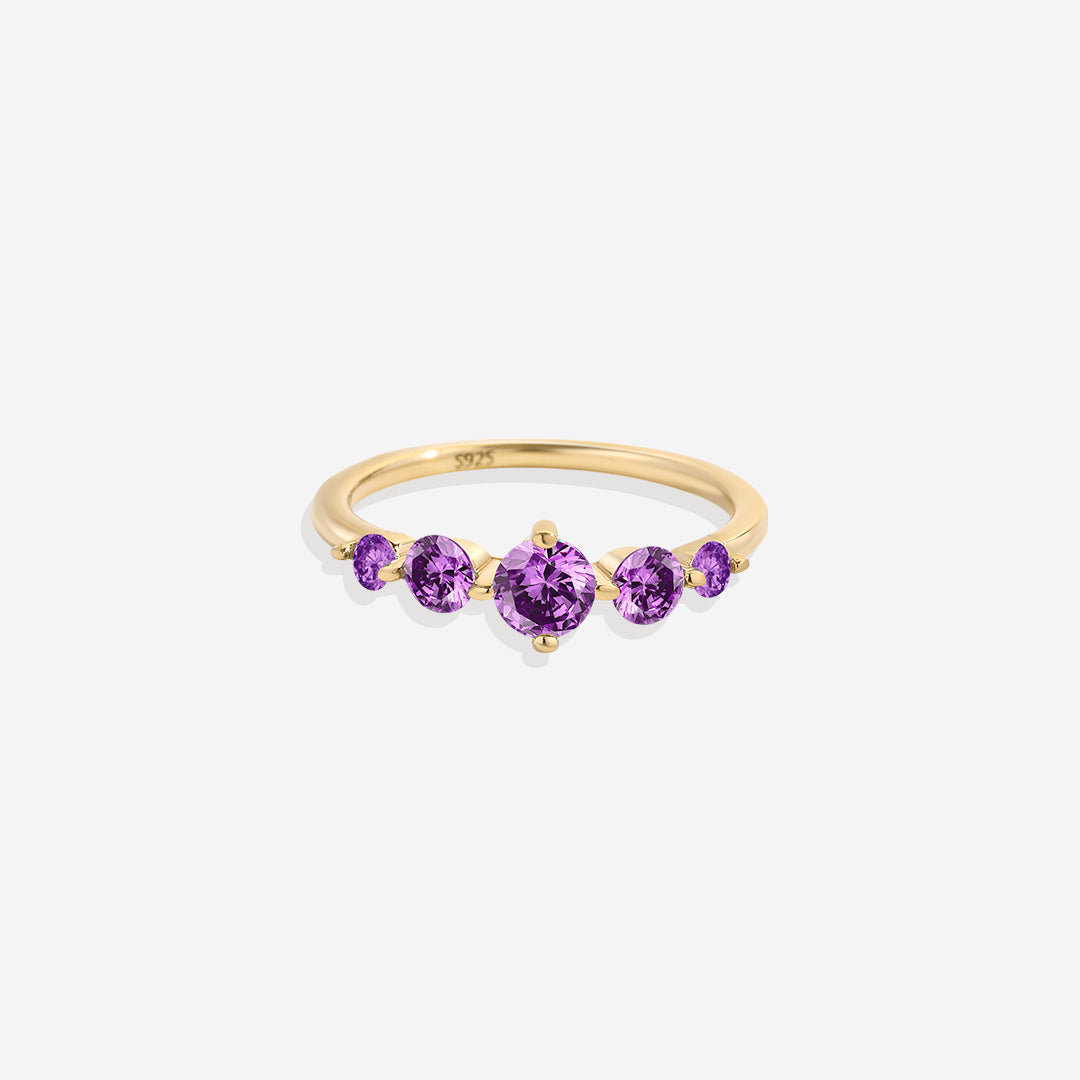 Bague de déclaration à cinq pierres de naissance