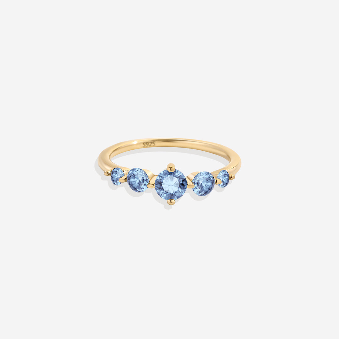 Bague de déclaration à cinq pierres de naissance
