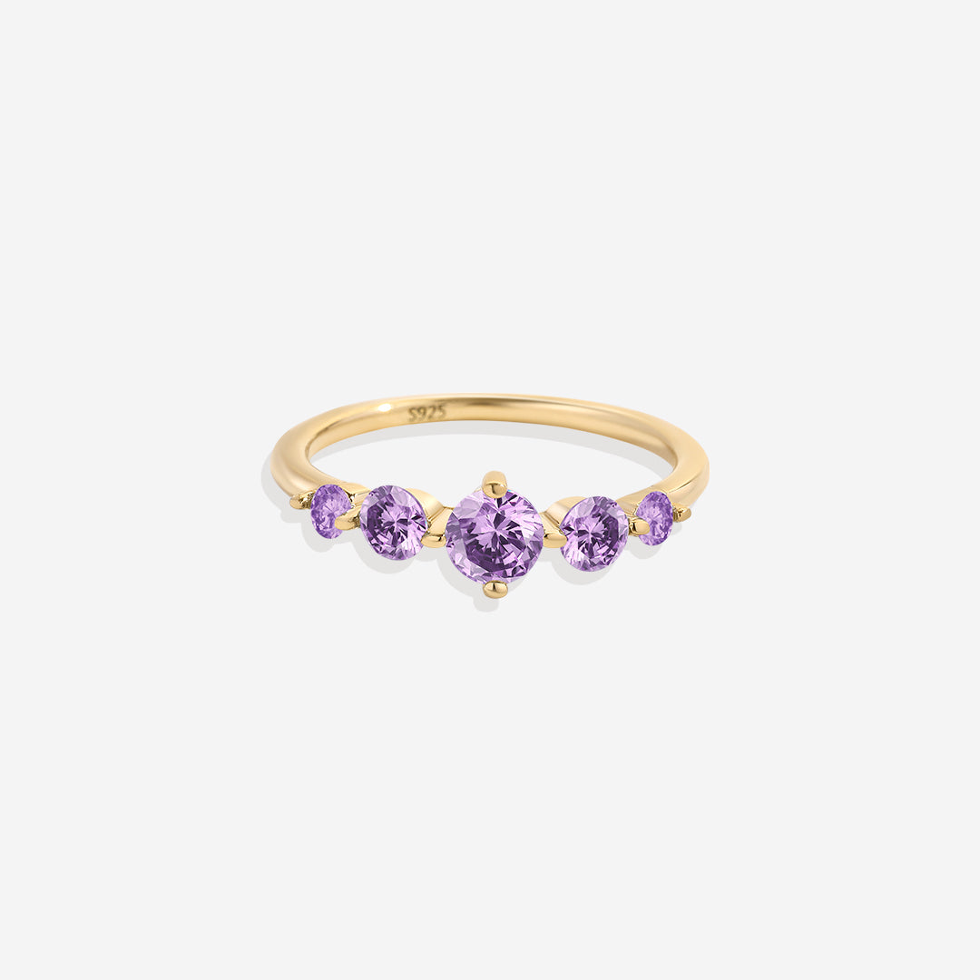 Bague de déclaration à cinq pierres de naissance