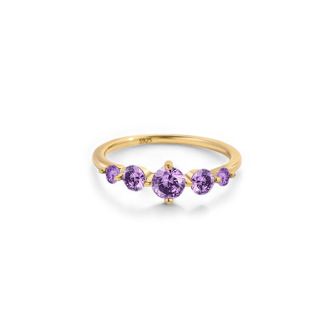 Bague de déclaration à cinq pierres de naissance