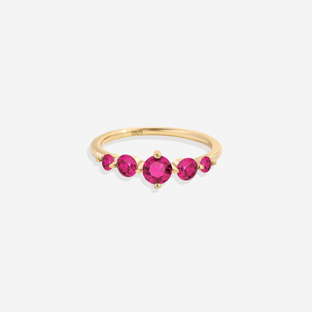 Bague de déclaration à cinq pierres de naissance