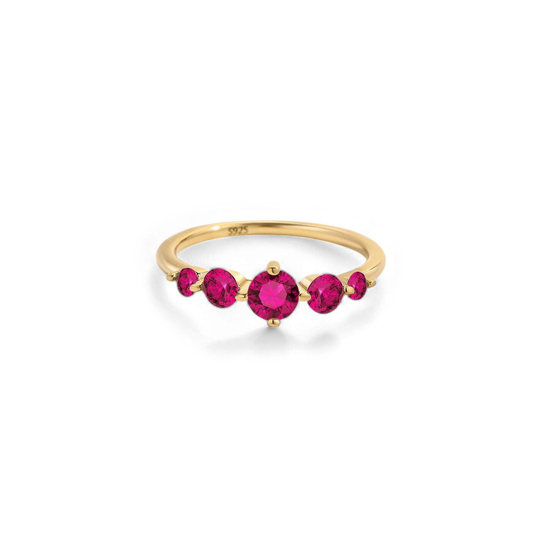 Bague de déclaration à cinq pierres de naissance