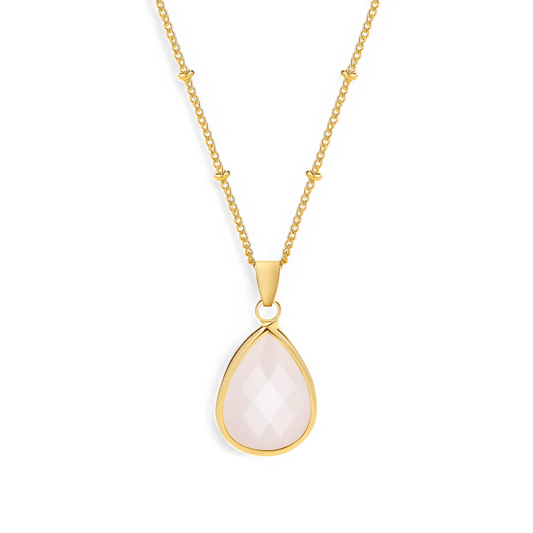 Collier avec pendentif goutte et pierre de naissance