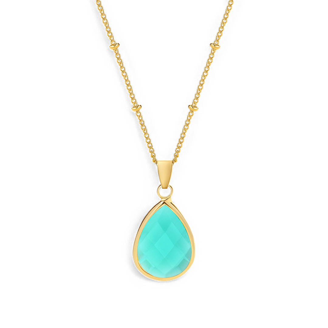 Collier avec pendentif goutte et pierre de naissance