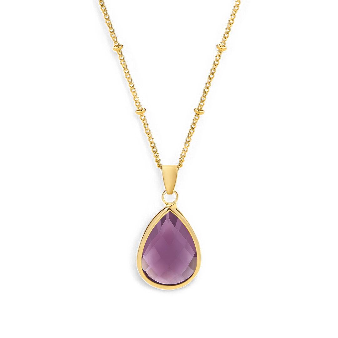 Collier avec pendentif goutte et pierre de naissance