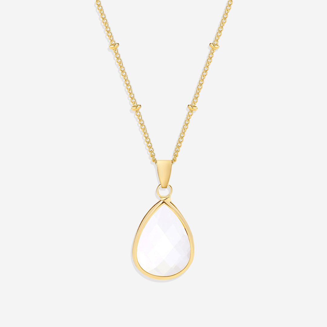 Collier avec pendentif goutte et pierre de naissance