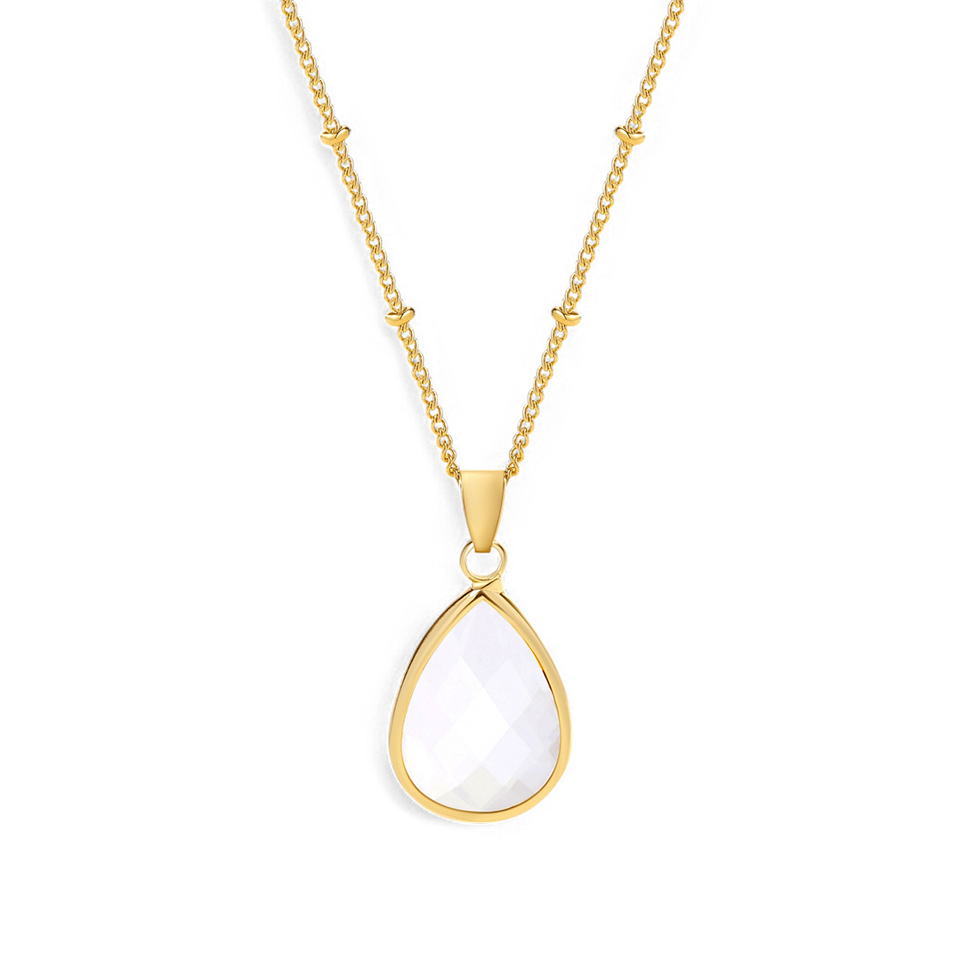 Collier avec pendentif goutte et pierre de naissance