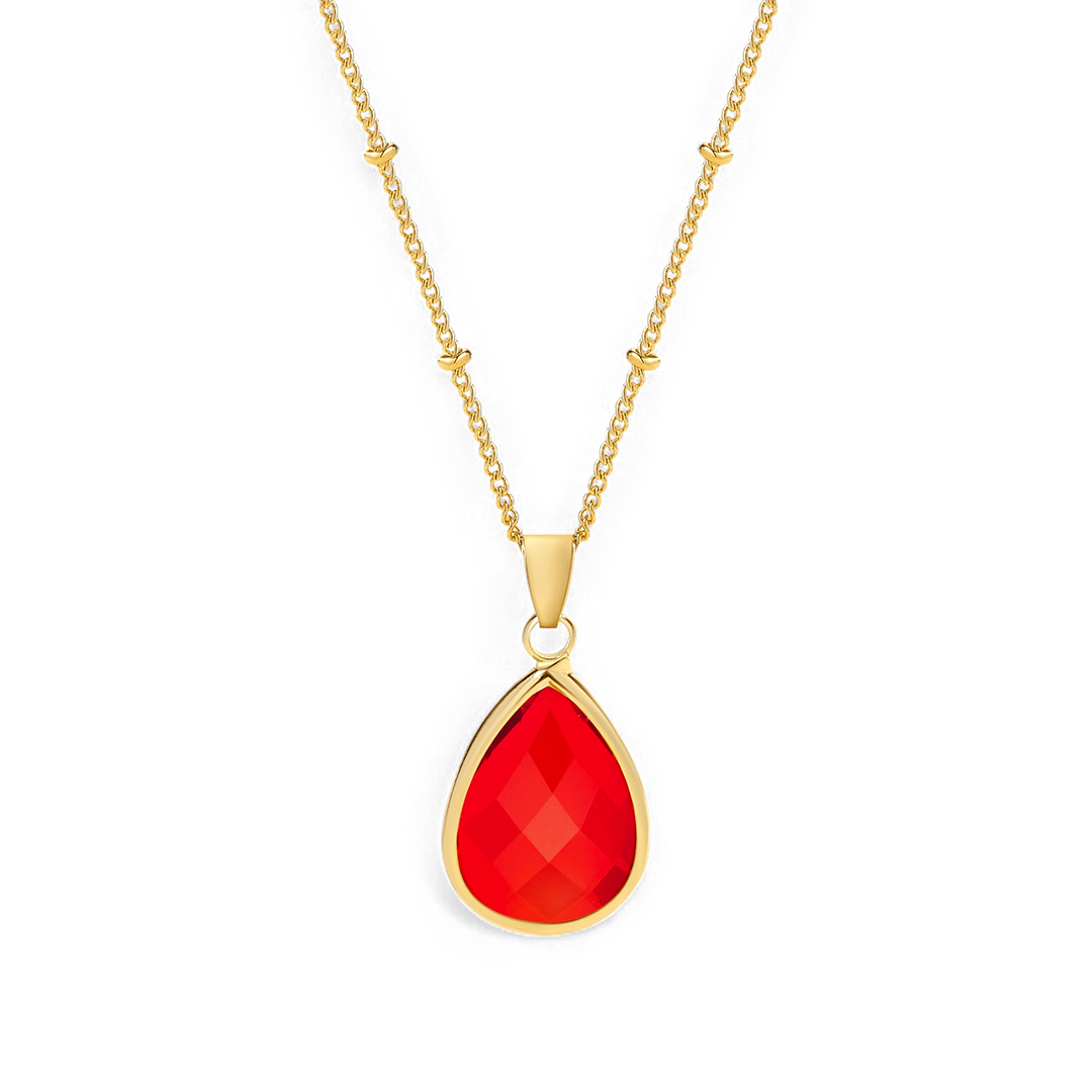 Collier avec pendentif goutte et pierre de naissance