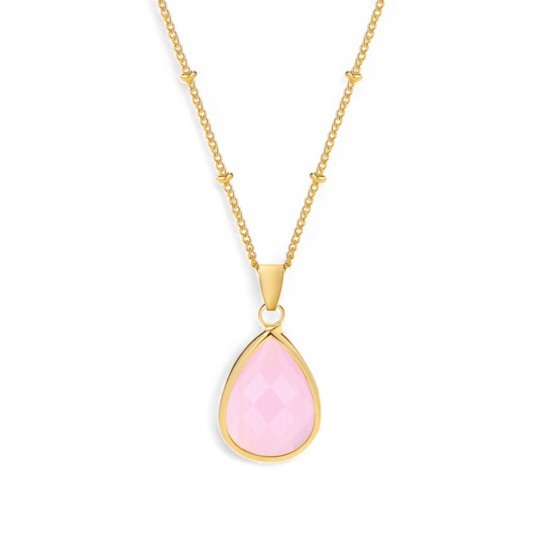 Collier avec pendentif goutte et pierre de naissance