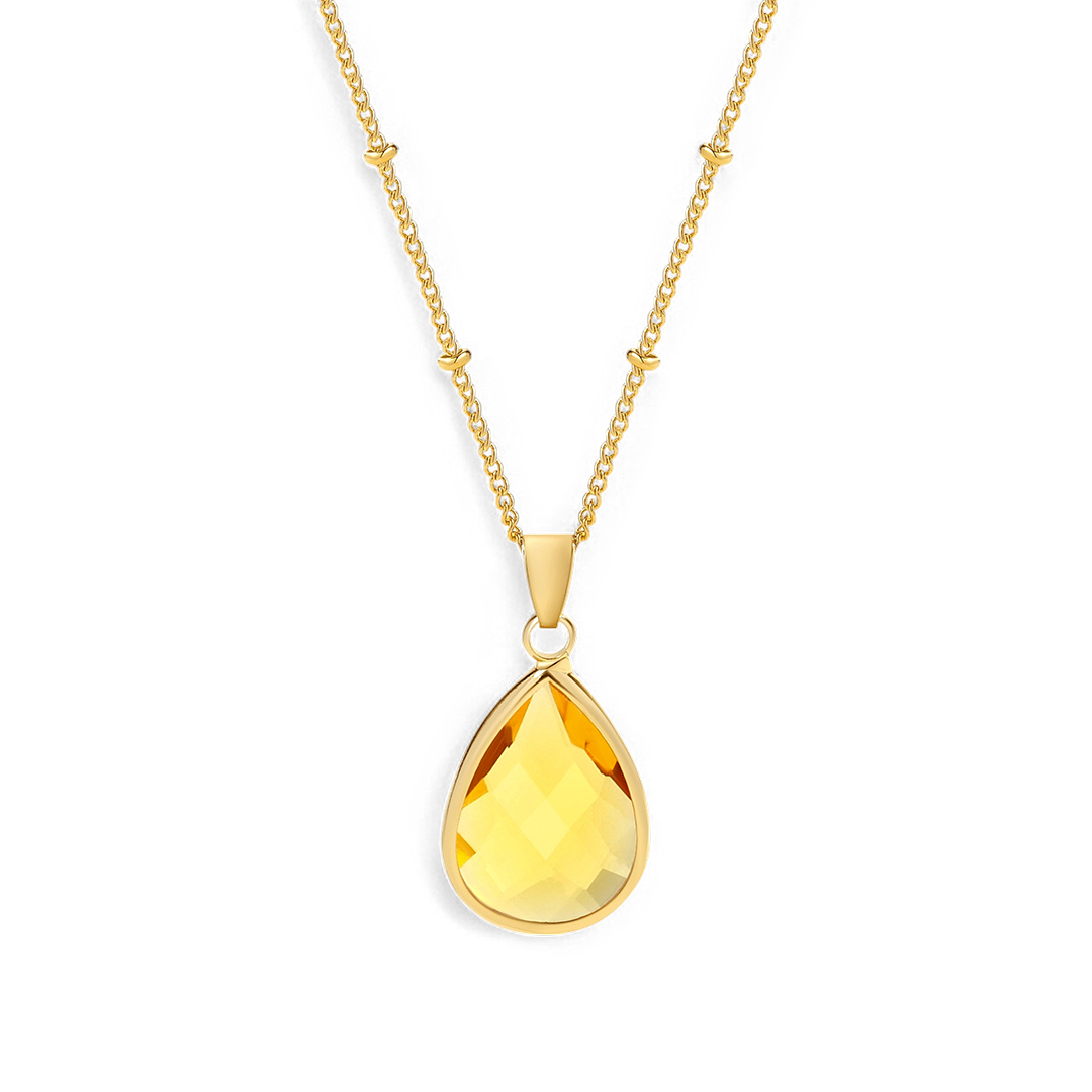 Collier avec pendentif goutte et pierre de naissance