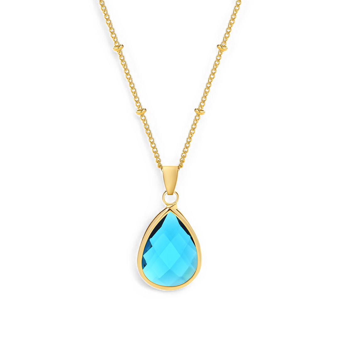 Collier avec pendentif goutte et pierre de naissance
