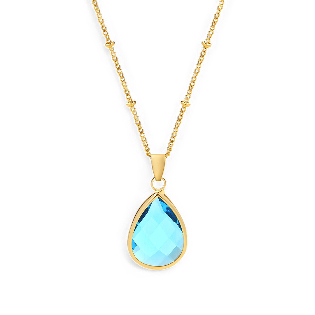 Collier avec pendentif goutte et pierre de naissance