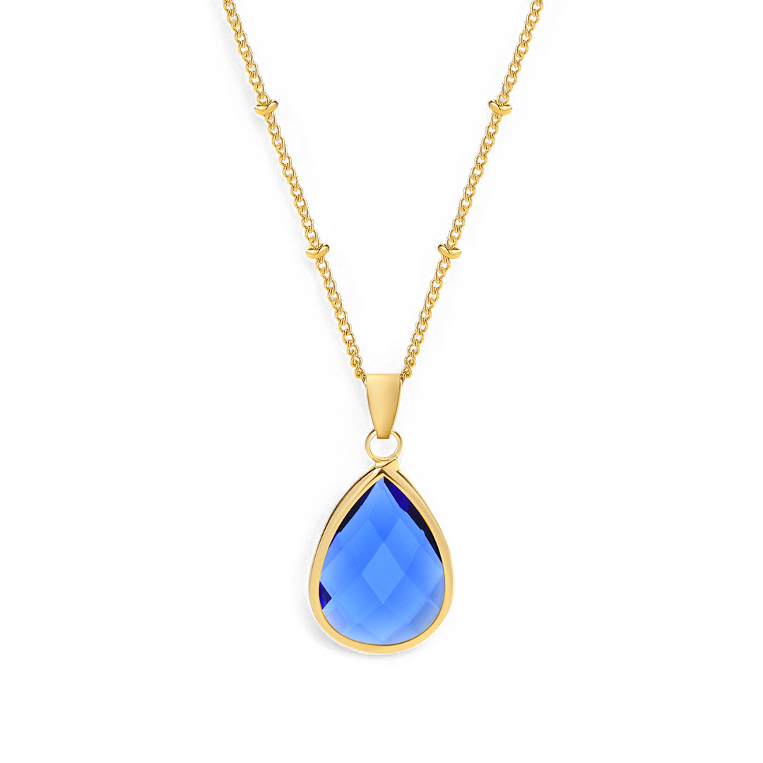 Collier avec pendentif goutte et pierre de naissance