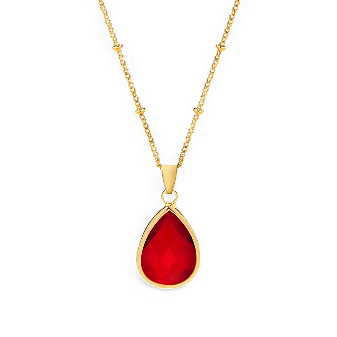 Collier avec pendentif goutte et pierre de naissance
