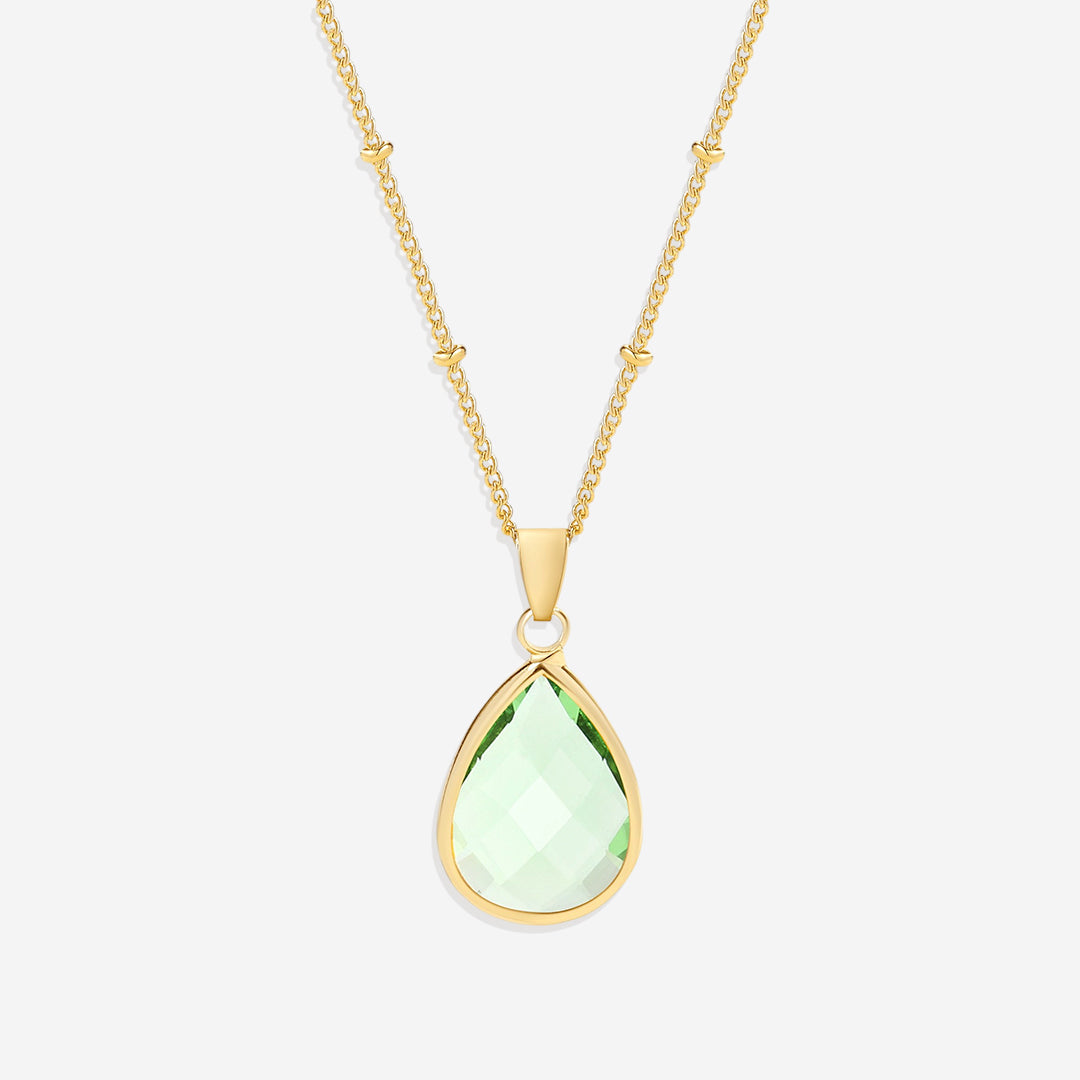 Collier avec pendentif goutte et pierre de naissance