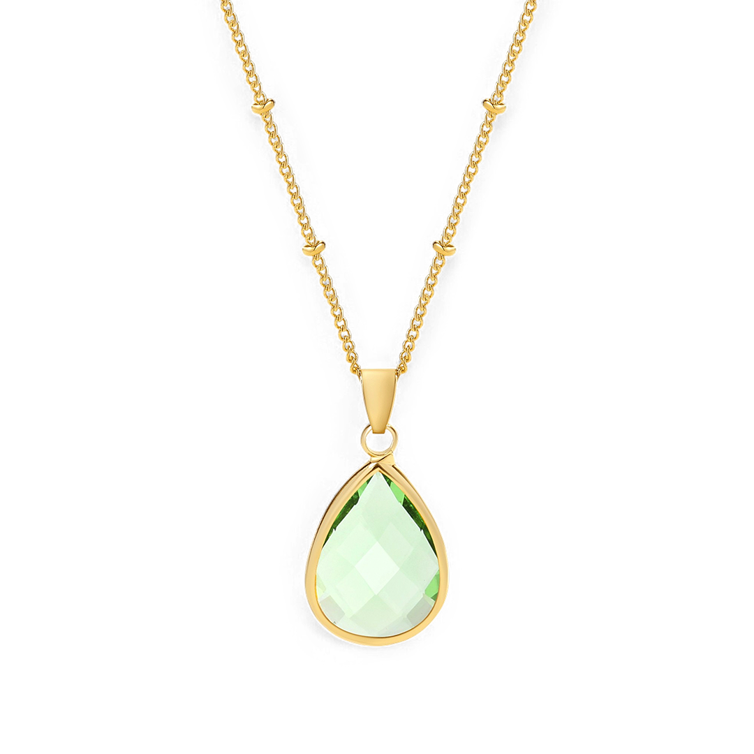 Collier avec pendentif goutte et pierre de naissance