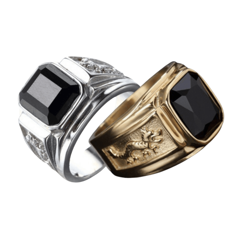 Bague Dragon Porte-Bonheur en Cristal Noir