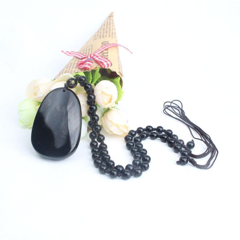 Collier pendentif Bouddha en obsidienne noire – Protection et courage