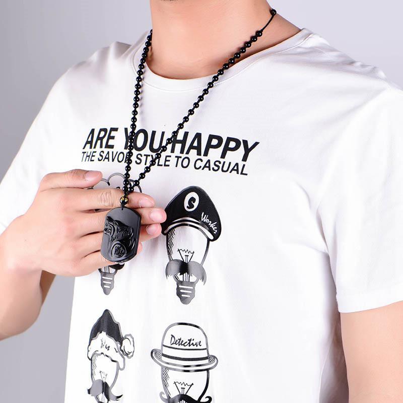 Collier de protection loup en obsidienne noire avec pendentif loup