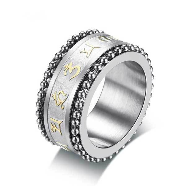 Bague anti-anxiété avec mantra bouddhiste - Calmez votre anxiété