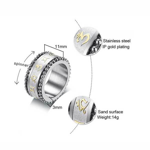 Bague anti-anxiété avec mantra bouddhiste - Calmez votre anxiété