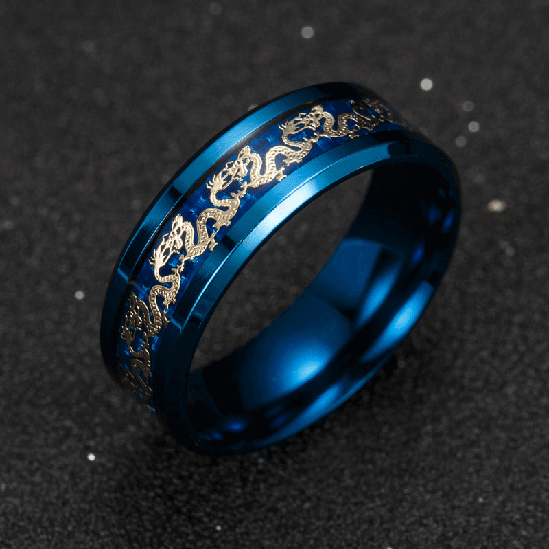 Bague incrustée de dragon chinois - Attirer la chance