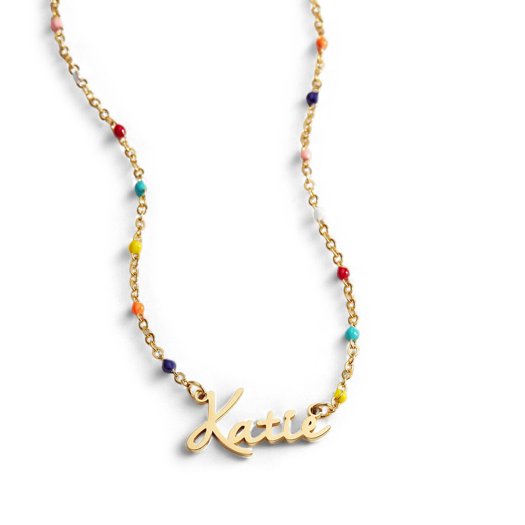 Collier de perles colorées avec nom de fée