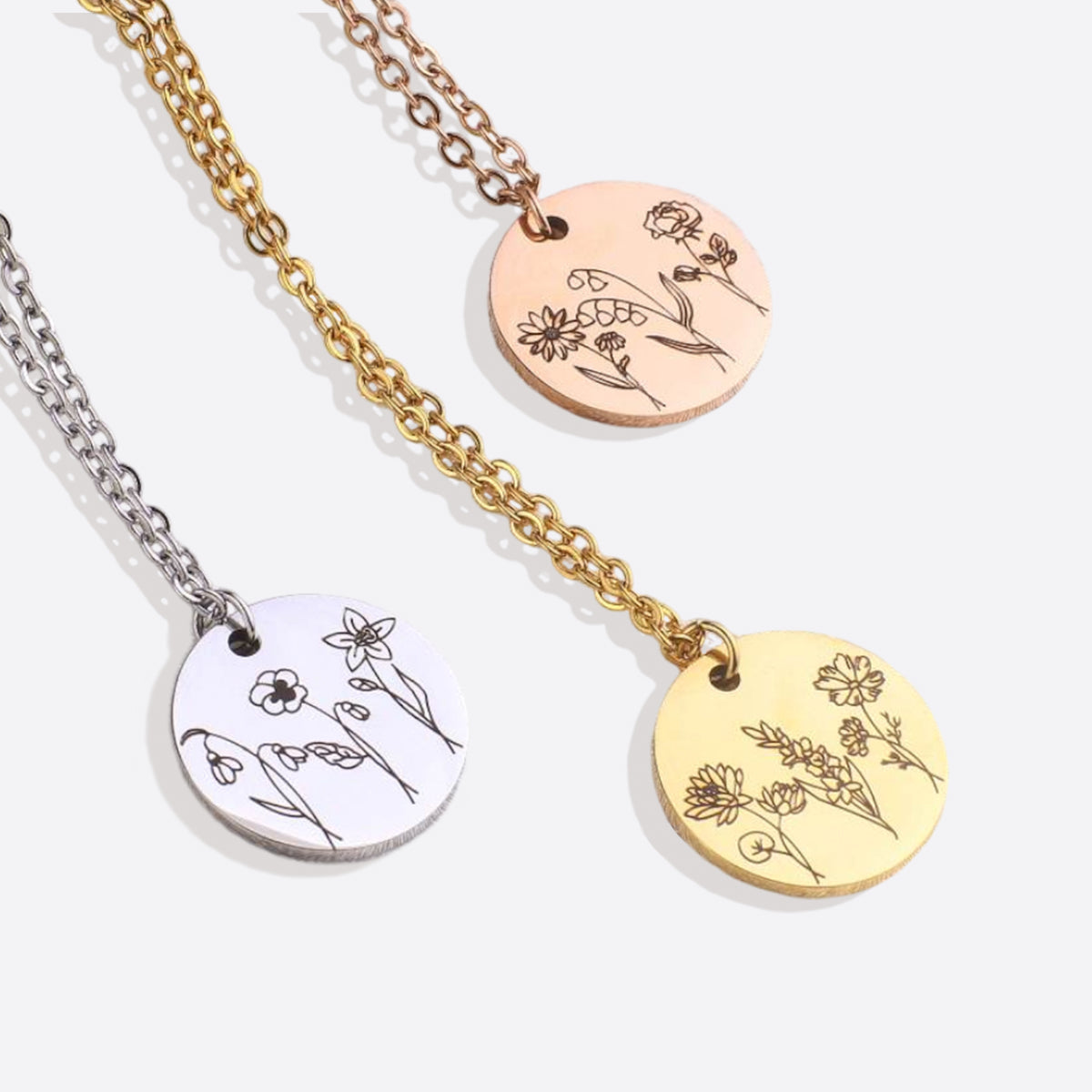 Collier bouquet de fleurs de naissance